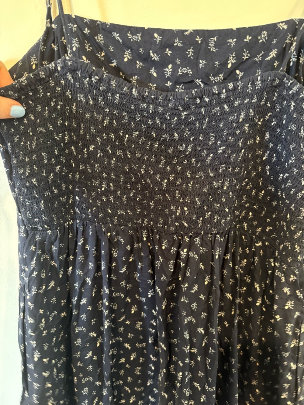 Old Navy Navy Floral Tie-Shoulder Mini Dress - Picture 6 of 8